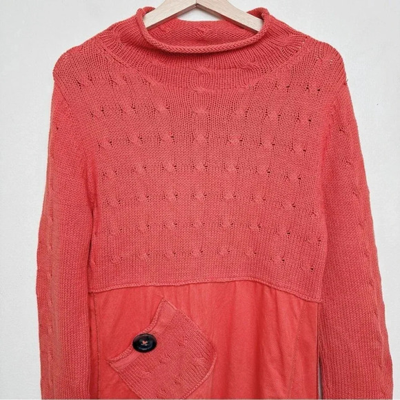 Pure Handknit Womens Size Small Mock Neck Coral  Knit Long Sleeve Tunic Sweater - Picture 4 of 15